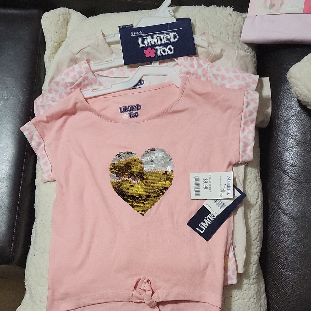 Limited Too Pink and Gold Heart Sequin Tee Set
